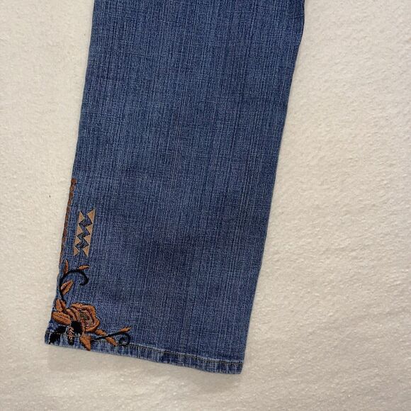 Coldwater Creek Womens Denim Blue High Rise Embroidered Straight Jeans Size 20 - Picture 7 of 8